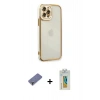 MARSİLYAN™- iPhone 12 Pro Max Kılıf Çekirdek Klasik Serisi - Siyah Polymer Nano Ekran Koruyucu + Metal Kamera Lens Koruma Cam - GD