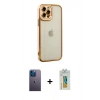 MARSİLYAN™- iPhone 12 Pro Max Kılıf Çekirdek Klasik Serisi - Siyah Polymer Nano Ekran Koruyucu + Neon Fosforlu Kamera Lens - MI