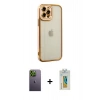 MARSİLYAN™- iPhone 12 Pro Max Kılıf Çekirdek Klasik Serisi - Siyah Polymer Nano Ekran Koruyucu + Neon Fosforlu Kamera Lens - YL