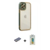 MARSİLYAN™- iPhone 12 Pro Max Kılıf Çekirdek Klasik Serisi - Siyah Polymer Nano Ekran Koruyucu + Renkli Kamera Lens Koruma Cam - SI