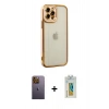 MARSİLYAN™- iPhone 12 Pro Max Kılıf Çekirdek Klasik Serisi - Siyah Polymer Nano Ekran Koruyucu + Neon Fosforlu Kamera Lens - SI