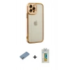 MARSİLYAN™- iPhone 12 Pro Max Kılıf Çekirdek Klasik Serisi - Siyah Polymer Nano Ekran Koruyucu + Shine Kamera Lens Koruma Cam - GS