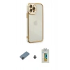 MARSİLYAN™- iPhone 12 Pro Max Kılıf Çekirdek Klasik Serisi - Siyah Polymer Nano Ekran Koruyucu + Shine Kamera Lens Koruma Cam - SH