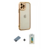 MARSİLYAN™- iPhone 12 Pro Max Kılıf Çekirdek Klasik Serisi - Siyah Polymer Nano Ekran Koruyucu + Shine Kamera Lens Koruma Cam - SH