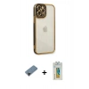 MARSİLYAN™- iPhone 12 Pro Max Kılıf Çekirdek Klasik Serisi - Siyah Polymer Nano Ekran Koruyucu + Shine Kamera Lens Koruma Cam - SH