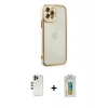 MARSİLYAN™- iPhone 12 Pro Max Kılıf Çekirdek Klasik Serisi - Siyah Polymer Nano Ekran Koruyucu + Shine Kamera Lens - GD