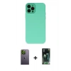 MARSİLYAN™- iPhone 12 Pro Max Kılıf Çekirdek Modern Serisi - Şeffaf 360 Full Body Arka Koruyucu + Neon Fosforlu Kamera Lens - YL