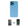 MARSİLYAN™- iPhone 12 Pro Max Kılıf Çekirdek Modern Serisi - Şeffaf 360 Full Body Arka Koruyucu + Neon Fosforlu Kamera Lens - YL