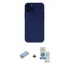 MARSİLYAN™- iPhone 12 Pro Max Kılıf Çekirdek Modern Serisi - Şeffaf Royal Nano Ekran Koruyucu + Mavi Shine Kamera Lens Koruma Cam