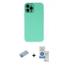 MARSİLYAN™- iPhone 12 Pro Max Kılıf Çekirdek Modern Serisi - Şeffaf Royal Nano Ekran Koruyucu + Mavi Shine Kamera Lens Koruma Cam