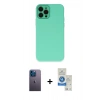 MARSİLYAN™- iPhone 12 Pro Max Kılıf Çekirdek Modern Serisi - Şeffaf Royal Nano Ekran Koruyucu + Neon Fosforlu Kamera Lens - MI