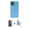 MARSİLYAN™- iPhone 12 Pro Max Kılıf Çekirdek Modern Serisi - Şeffaf Royal Nano Ekran Koruyucu + Neon Fosforlu Kamera Lens - SI