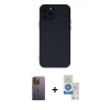 MARSİLYAN™- iPhone 12 Pro Max Kılıf Çekirdek Modern Serisi - Şeffaf Royal Nano Ekran Koruyucu + Neon Fosforlu Kamera Lens - SI
