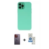 MARSİLYAN™- iPhone 12 Pro Max Kılıf Çekirdek Modern Serisi - Şeffaf Royal Nano Ekran Koruyucu + Neon Fosforlu Kamera Lens - TU