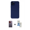 MARSİLYAN™- iPhone 12 Pro Max Kılıf Çekirdek Modern Serisi - Şeffaf Royal Nano Ekran Koruyucu + Neon Fosforlu Kamera Lens - TU