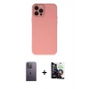 MARSİLYAN™- iPhone 12 Pro Max Kılıf Çekirdek Modern Serisi - Şeffaf Temperli Cam Ekran Koruyucu + Neon Fosforlu Kamera Lens - BZ