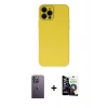 MARSİLYAN™- iPhone 12 Pro Max Kılıf Çekirdek Modern Serisi - Şeffaf Temperli Cam Ekran Koruyucu + Neon Fosforlu Kamera Lens - BZ