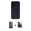 MARSİLYAN™- iPhone 12 Pro Max Kılıf Çekirdek Modern Serisi - Şeffaf Temperli Cam Ekran Koruyucu + Neon Fosforlu Kamera Lens - BZ