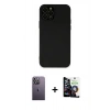 MARSİLYAN™- iPhone 12 Pro Max Kılıf Çekirdek Modern Serisi - Şeffaf Temperli Cam Ekran Koruyucu + Neon Fosforlu Kamera Lens - BZ