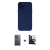MARSİLYAN™- iPhone 12 Pro Max Kılıf Çekirdek Modern Serisi - Şeffaf Temperli Cam Ekran Koruyucu + Neon Fosforlu Kamera Lens - BZ