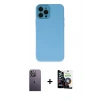 MARSİLYAN™- iPhone 12 Pro Max Kılıf Çekirdek Modern Serisi - Şeffaf Temperli Cam Ekran Koruyucu + Neon Fosforlu Kamera Lens - BZ