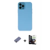 MARSİLYAN™- iPhone 12 Pro Max Kılıf Çekirdek Modern Serisi - Şeffaf Temperli Cam Ekran Koruyucu + Metal Kamera Lens Koruma Cam - GD