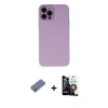 MARSİLYAN™- iPhone 12 Pro Max Kılıf Çekirdek Modern Serisi - Şeffaf Temperli Cam Ekran Koruyucu + Metal Kamera Lens Koruma Cam - GD