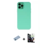MARSİLYAN™- iPhone 12 Pro Max Kılıf Çekirdek Modern Serisi - Şeffaf Temperli Cam Ekran Koruyucu + Mavi Shine Kamera Lens Koruma Cam