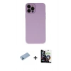 MARSİLYAN™- iPhone 12 Pro Max Kılıf Çekirdek Modern Serisi - Şeffaf Temperli Cam Ekran Koruyucu + Mavi Shine Kamera Lens Koruma Cam