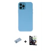 MARSİLYAN™- iPhone 12 Pro Max Kılıf Çekirdek Modern Serisi - Şeffaf Temperli Cam Ekran Koruyucu + Mavi Shine Kamera Lens Koruma Cam