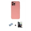 MARSİLYAN™- iPhone 12 Pro Max Kılıf Çekirdek Modern Serisi - Şeffaf Temperli Cam Ekran Koruyucu + Mavi Shine Kamera Lens Koruma Cam