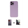 MARSİLYAN™- iPhone 12 Pro Max Kılıf Çekirdek Modern Serisi - Şeffaf Temperli Cam Ekran Koruyucu + Neon Fosforlu Kamera Lens - TU