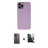 MARSİLYAN™- iPhone 12 Pro Max Kılıf Çekirdek Modern Serisi - Şeffaf Temperli Cam Ekran Koruyucu + Neon Fosforlu Kamera Lens - SI