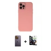 MARSİLYAN™- iPhone 12 Pro Max Kılıf Çekirdek Modern Serisi - Şeffaf Temperli Cam Ekran Koruyucu + Neon Fosforlu Kamera Lens - SI