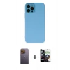 MARSİLYAN™- iPhone 12 Pro Max Kılıf Çekirdek Modern Serisi - Şeffaf Temperli Cam Ekran Koruyucu + Neon Fosforlu Kamera Lens - SI