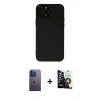 MARSİLYAN™- iPhone 12 Pro Max Kılıf Çekirdek Modern Serisi - Şeffaf Temperli Cam Ekran Koruyucu + Neon Fosforlu Kamera Lens - MI