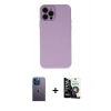 MARSİLYAN™- iPhone 12 Pro Max Kılıf Çekirdek Modern Serisi - Şeffaf Temperli Cam Ekran Koruyucu + Neon Fosforlu Kamera Lens - MI