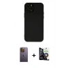 MARSİLYAN™- iPhone 12 Pro Max Kılıf Çekirdek Modern Serisi - Şeffaf Temperli Cam Ekran Koruyucu + Neon Fosforlu Kamera Lens - SI