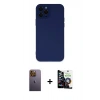 MARSİLYAN™- iPhone 12 Pro Max Kılıf Çekirdek Modern Serisi - Şeffaf Temperli Cam Ekran Koruyucu + Neon Fosforlu Kamera Lens - SI