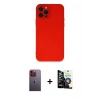 MARSİLYAN™- iPhone 12 Pro Max Kılıf Çekirdek Modern Serisi - Şeffaf Temperli Cam Ekran Koruyucu + Neon Fosforlu Kamera Lens - TU