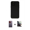 MARSİLYAN™- iPhone 12 Pro Max Kılıf Çekirdek Modern Serisi - Şeffaf Temperli Cam Ekran Koruyucu + Neon Fosforlu Kamera Lens - TU
