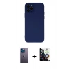MARSİLYAN™- iPhone 12 Pro Max Kılıf Çekirdek Modern Serisi - Şeffaf Temperli Cam Ekran Koruyucu + Neon Fosforlu Kamera Lens - MI