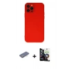 MARSİLYAN™- iPhone 12 Pro Max Kılıf Çekirdek Modern Serisi - Şeffaf Temperli Cam Ekran Koruyucu + Renkli Kamera Lens Koruma Cam - MI