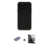 MARSİLYAN™- iPhone 12 Pro Max Kılıf Çekirdek Modern Serisi - Şeffaf Temperli Cam Ekran Koruyucu + Renkli Kamera Lens Koruma Cam - PE