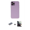 MARSİLYAN™- iPhone 12 Pro Max Kılıf Çekirdek Modern Serisi - Şeffaf Temperli Cam Ekran Koruyucu + Renkli Kamera Lens Koruma Cam - SI