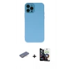 MARSİLYAN™- iPhone 12 Pro Max Kılıf Çekirdek Modern Serisi - Şeffaf Temperli Cam Ekran Koruyucu + Renkli Kamera Lens Koruma Cam - MI