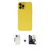 MARSİLYAN™- iPhone 12 Pro Max Kılıf Çekirdek Modern Serisi - Şeffaf Temperli Cam Ekran Koruyucu + Shine Kamera Lens - LT