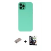 MARSİLYAN™- iPhone 12 Pro Max Kılıf Çekirdek Modern Serisi - Şeffaf Temperli Cam Ekran Koruyucu + Shine Kamera Lens Koruma Cam - SABE