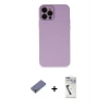 MARSİLYAN™- iPhone 12 Pro Max Kılıf Çekirdek Modern Serisi - Şeffaf Uv Polymer Nano Ekran Koruyucu + Metal Kamera Lens Koruma Cam - GD