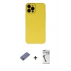 MARSİLYAN™- iPhone 12 Pro Max Kılıf Çekirdek Modern Serisi - Şeffaf Uv Polymer Nano Ekran Koruyucu + Metal Kamera Lens Koruma Cam - GD